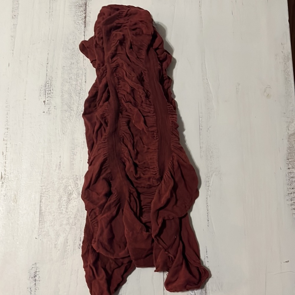 Burnt Orange Ruffled Infinity Scarf - Picture 2 of 2